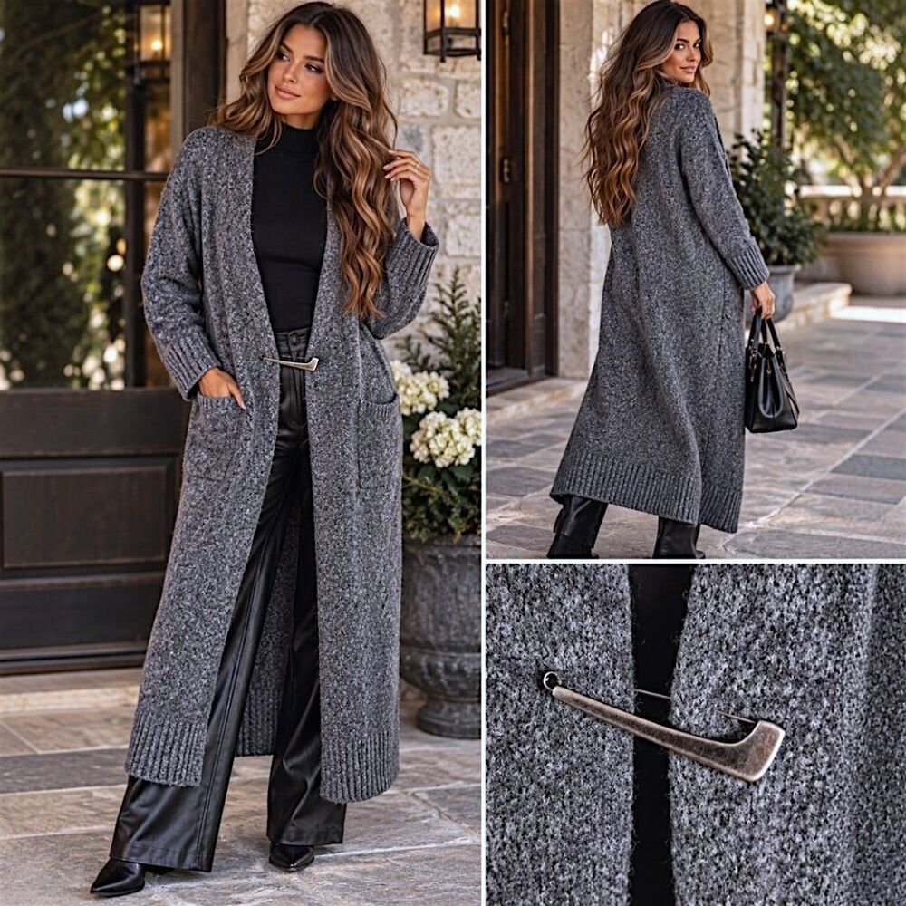 Catherine Malandrino S Quiet Luxury Wool Blend Duster Cardigan Gray Heritage